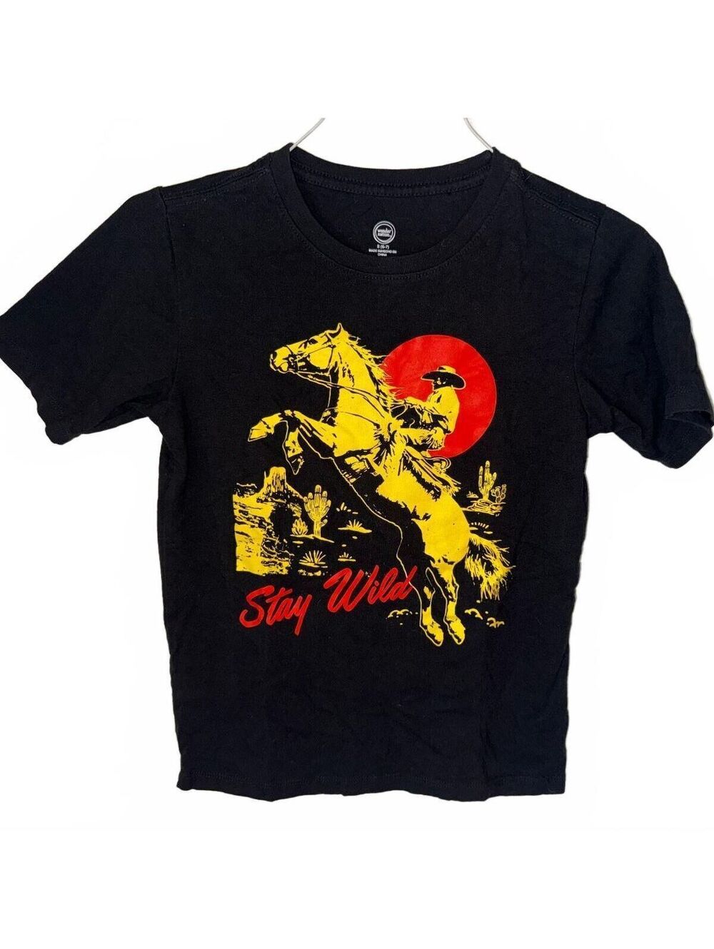 Wonder Nation Boys' Stay Wild Black T-Shirt | Size S 6/7 | Excellent Condition